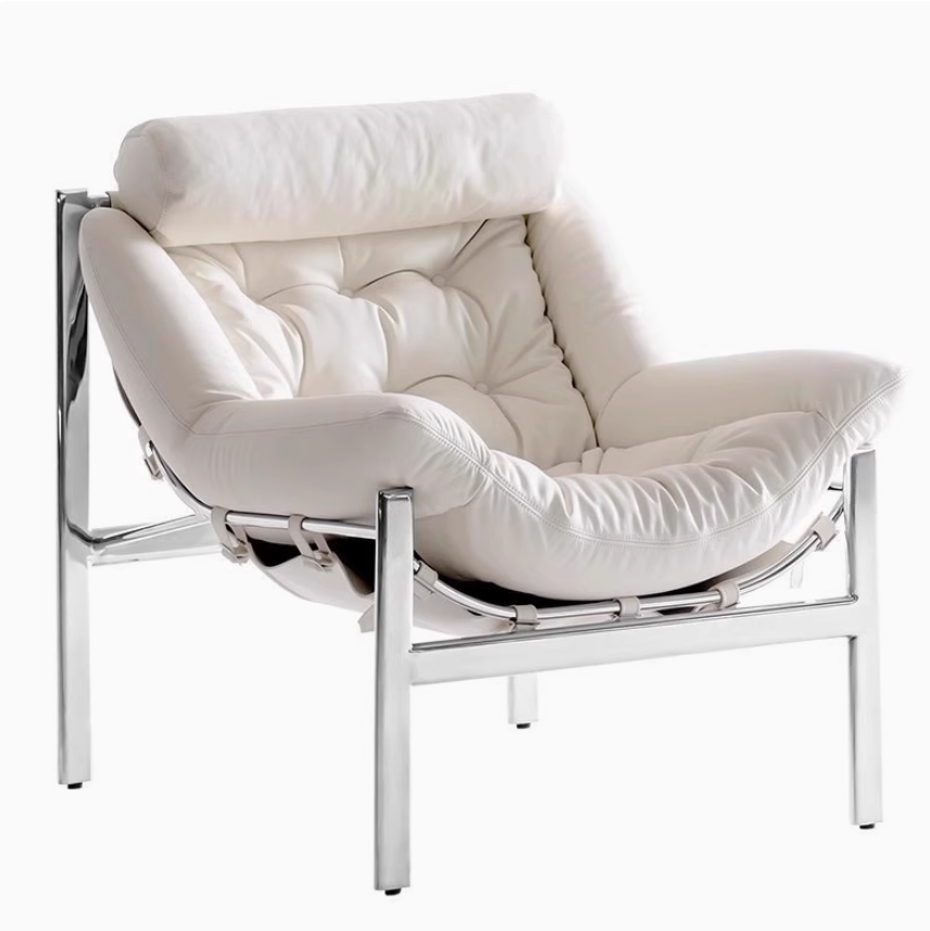 Bauhaus Style Lounge Chair Genuine Leather Designer Single Sofa