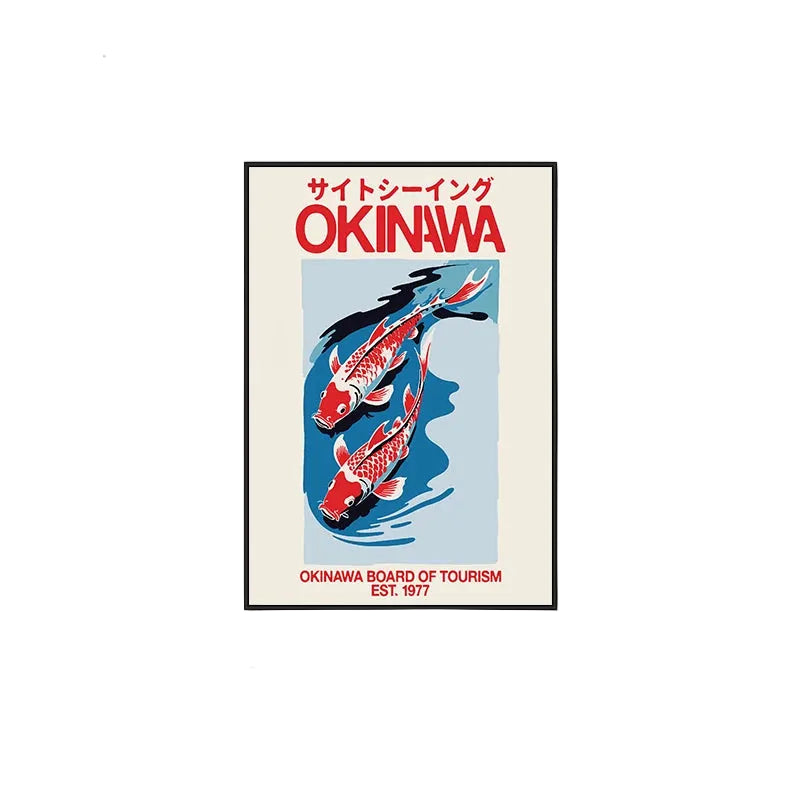 Okinawa Vintage Travel Poster – A Mid-Century Japanese Bauhaus Wall Art with Aluminum Frame