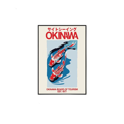 Okinawa Vintage Travel Poster – A Mid-Century Japanese Bauhaus Wall Art with Aluminum Frame