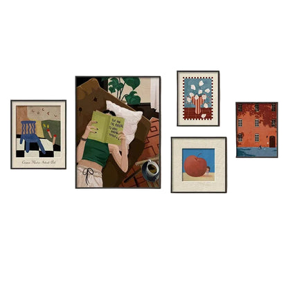 Mid-Century Bauhaus Wall Art – Vibrant Dopamine Geometric Prints for Living Room & Bedroom