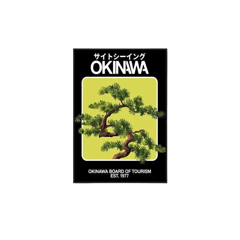 Okinawa Vintage Travel Poster – A Mid-Century Japanese Bauhaus Wall Art with Aluminum Frame