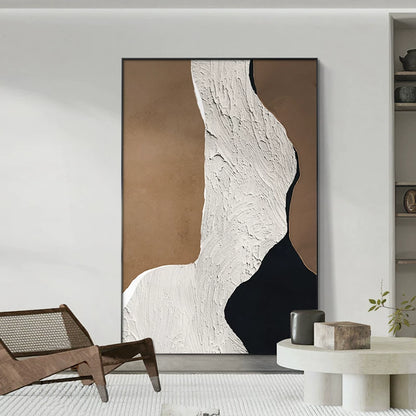 Arte da parete astratta e materica minimalista – Tela neutra con cornice in alluminio