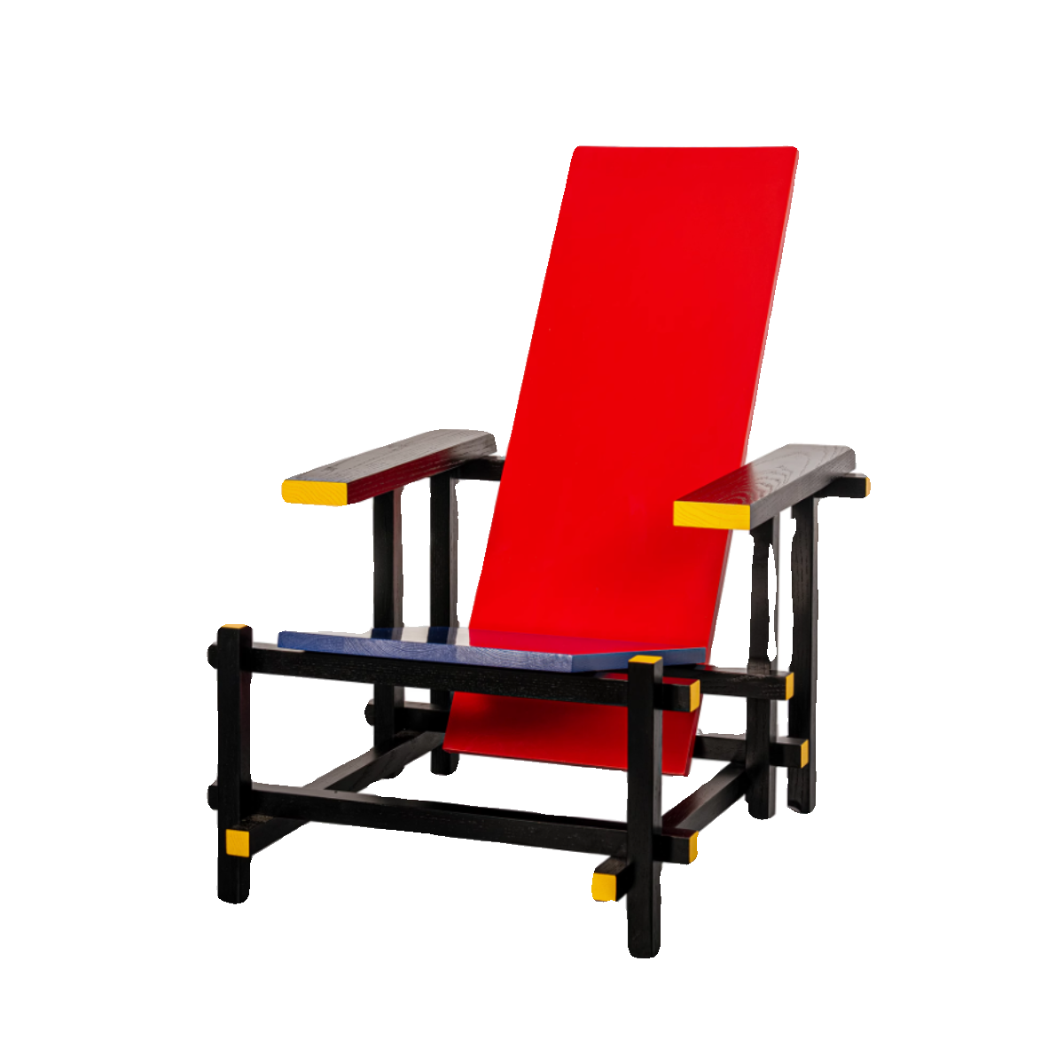 Red and Blue Chair & Memphis Chess Side Table – Minimalist Master Design for Artistic Leisure