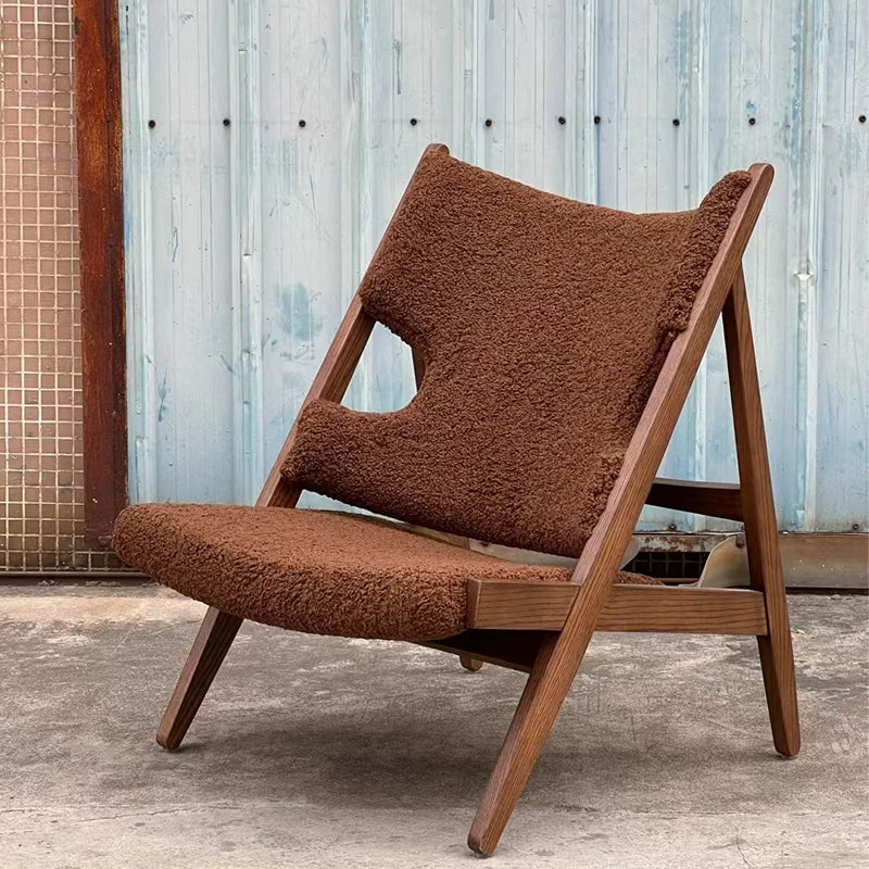 Solid Wood High-Back Lounge Chair — Minimalist Luxury & Creative Designer Style
