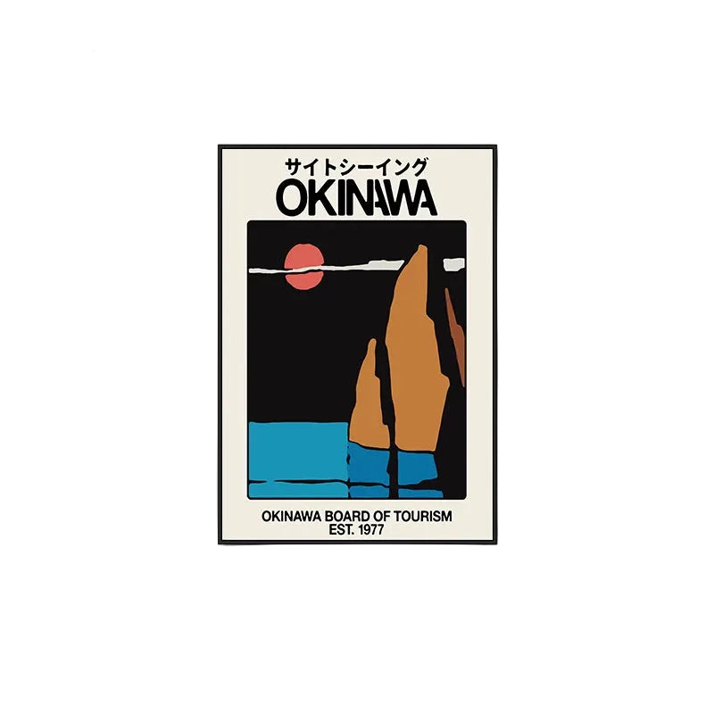 Okinawa Vintage Travel Poster – A Mid-Century Japanese Bauhaus Wall Art with Aluminum Frame