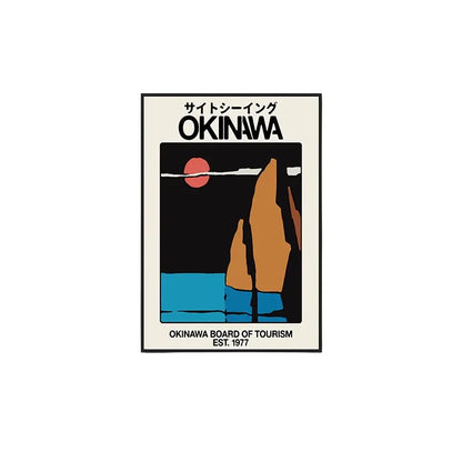 Okinawa Vintage Travel Poster – A Mid-Century Japanese Bauhaus Wall Art with Aluminum Frame