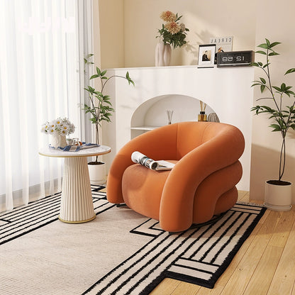 Designer Single Fabric Curved Armchair Lazy Lounge Chair Luxury Premium Compact
