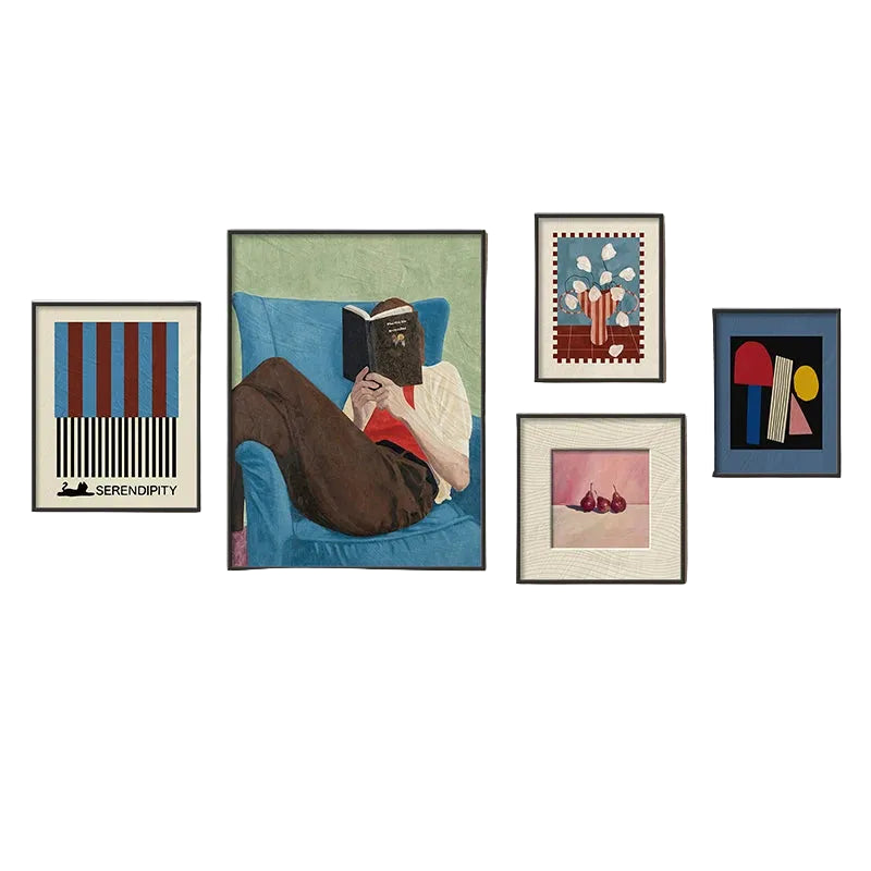 Mid-Century Bauhaus Wall Art – Vibrant Dopamine Geometric Prints for Living Room & Bedroom