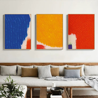 Opera d'arte da parete astratta Hsiao Chin Bold – Studio sui colori blu, giallo e rosso