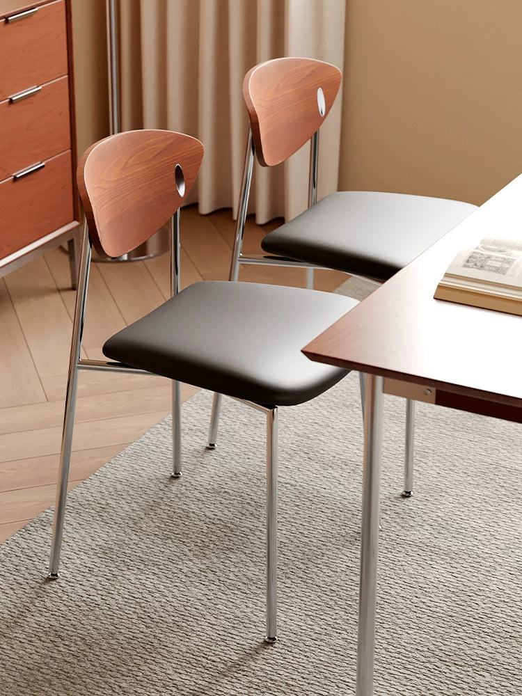 Retro Stainless Steel Lounge Chair – Mid-Century Designer Dining Seat for Cafe & Modern Home