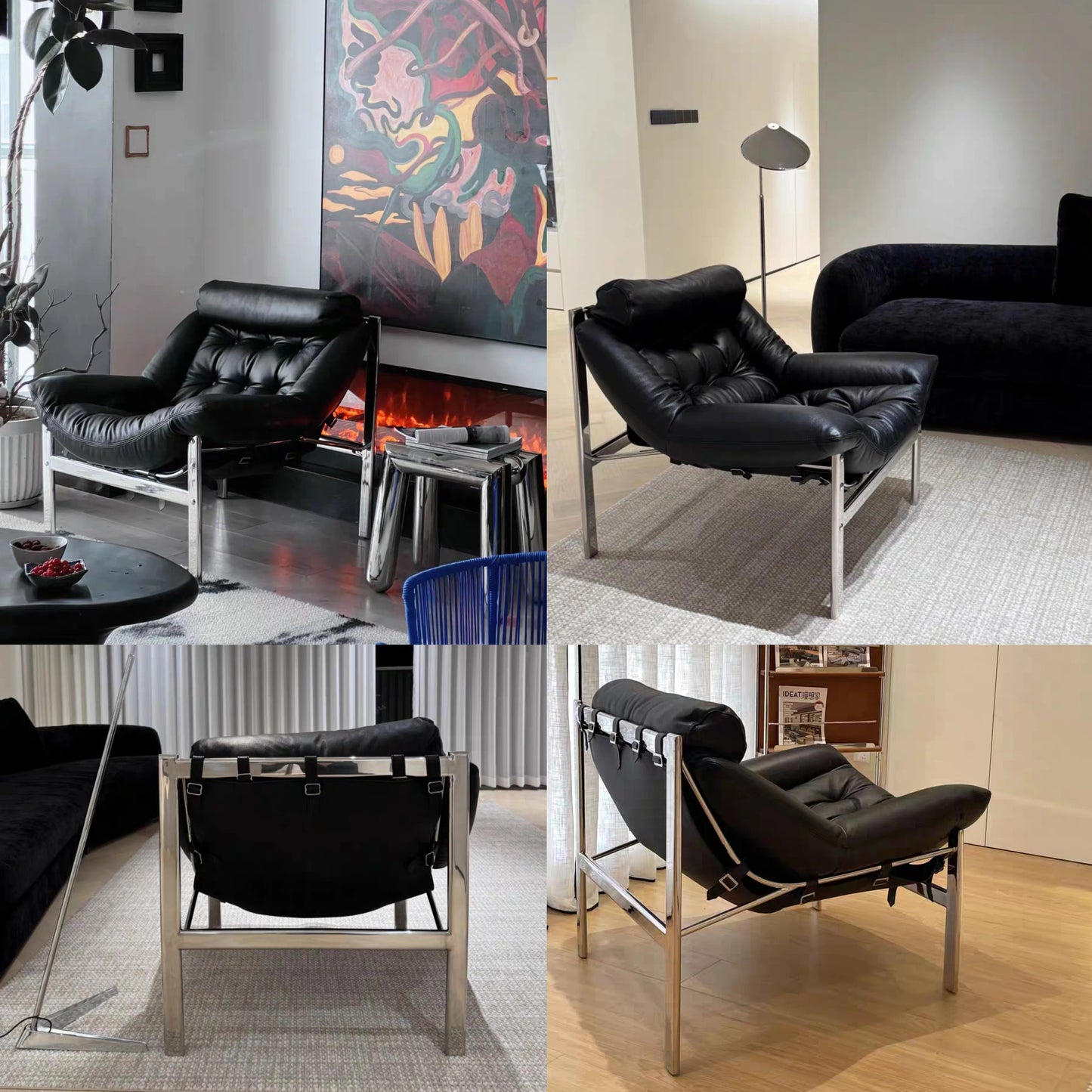 Bauhaus Style Lounge Chair Genuine Leather Designer Single Sofa