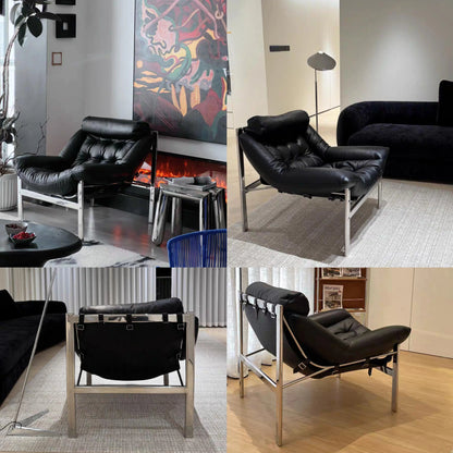 Bauhaus Style Lounge Chair Genuine Leather Designer Single Sofa
