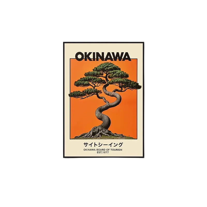Okinawa Vintage Travel Poster – A Mid-Century Japanese Bauhaus Wall Art with Aluminum Frame