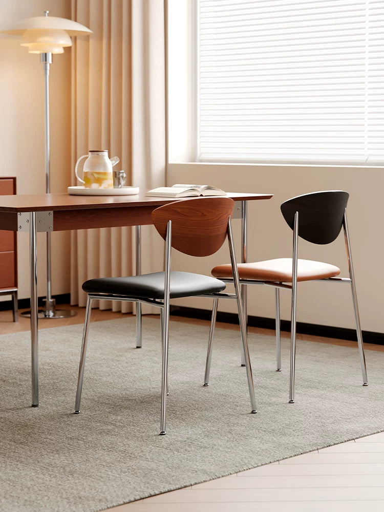 Retro Stainless Steel Lounge Chair – Mid-Century Designer Dining Seat for Cafe & Modern Home