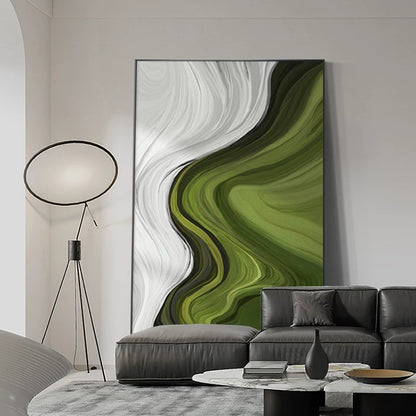 Arte da parete astratta e materica minimalista – Tela neutra con cornice in alluminio