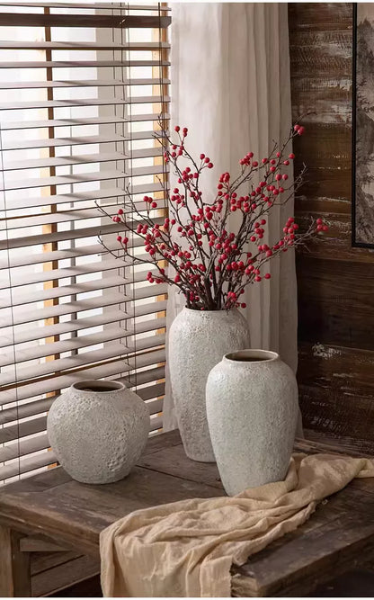 Textured Ceramic Vase Set – Minimalist Decorative Vases (3 Sizes Available)