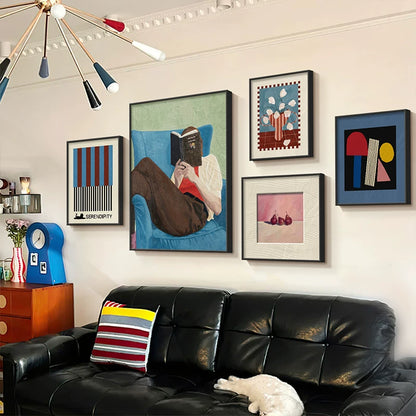 Mid-Century Bauhaus Wall Art – Vibrant Dopamine Geometric Prints for Living Room & Bedroom