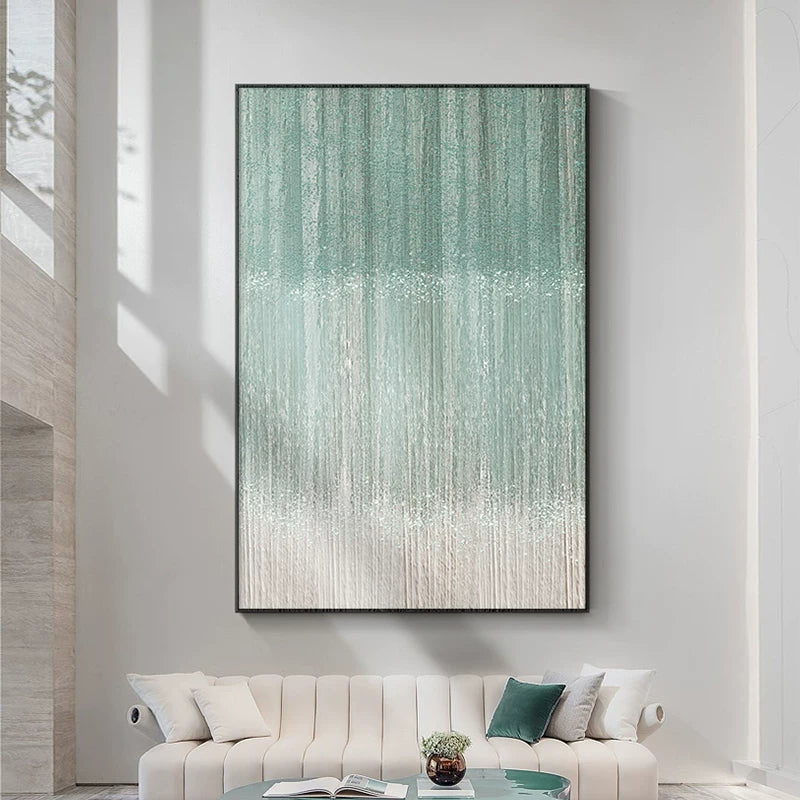 Arte da parete astratta e materica minimalista – Tela neutra con cornice in alluminio