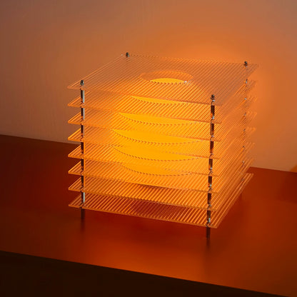 Mid-Century Layered Acrylic Table Lamp – Premium Floating Sunset Ambient Decor