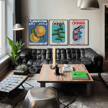 Okinawa Vintage Travel Poster – A Mid-Century Japanese Bauhaus Wall Art with Aluminum Frame
