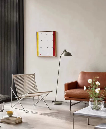 PK4 Lounge Chair Replica – Minimalist Woven Cord & Stainless Steel Design