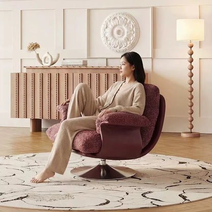 Burgundy Swivel Lounge Chair – Retro Style & Reclining Comfort