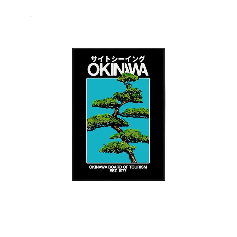 Okinawa Vintage Travel Poster – A Mid-Century Japanese Bauhaus Wall Art with Aluminum Frame