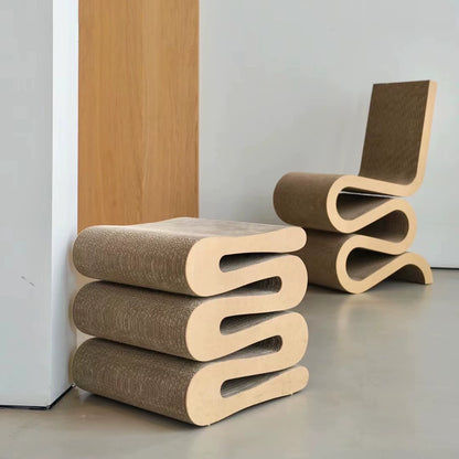 Corrugated Cardboard Wiggle Chair — A Creative Fusion of Eco-Design and Modern Form