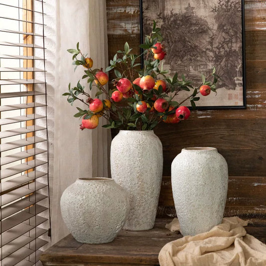 Textured Ceramic Vase Set – Minimalist Decorative Vases (3 Sizes Available)