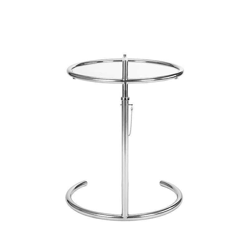 E-1027 Adjustable End Table Replica – Modern Glass & Stainless Steel Design