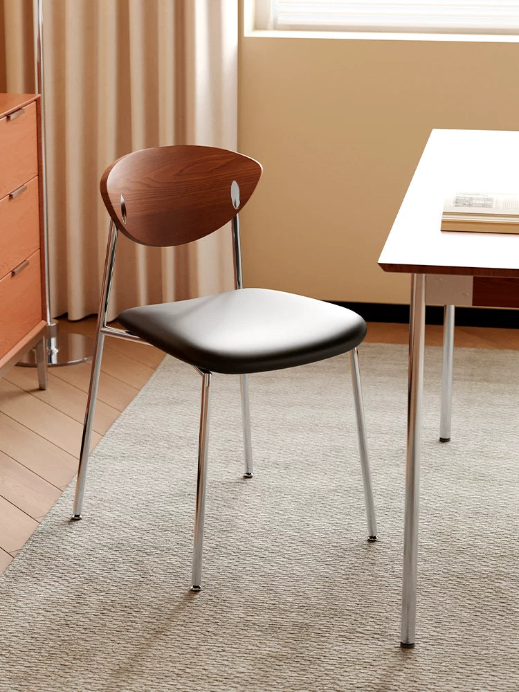 Retro Stainless Steel Lounge Chair – Mid-Century Designer Dining Seat for Cafe & Modern Home