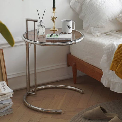 E-1027 Adjustable End Table Replica – Modern Glass & Stainless Steel Design