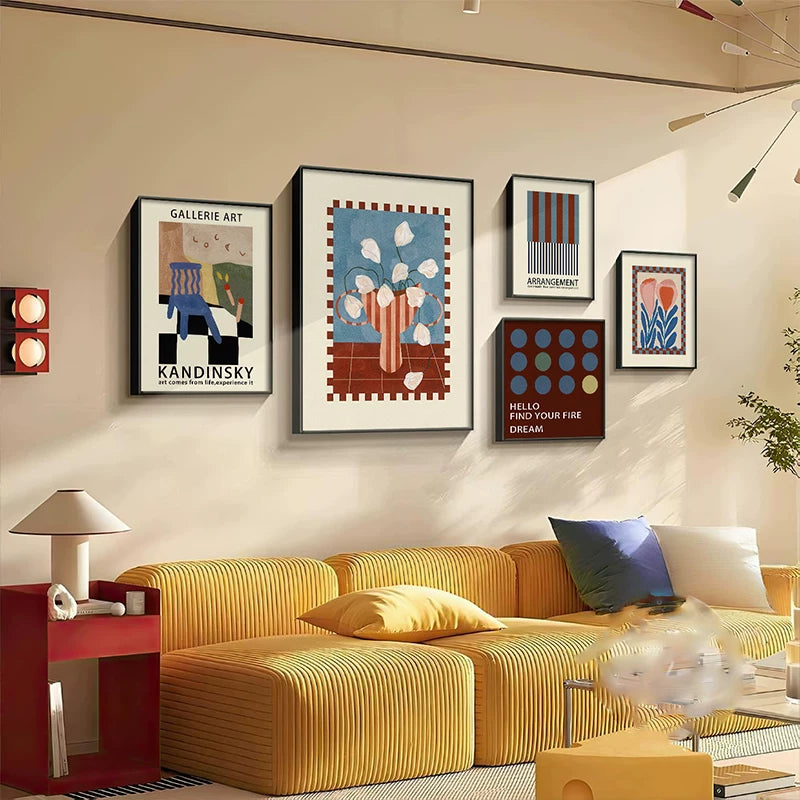 Mid-Century Bauhaus Wall Art – Vibrant Dopamine Geometric Prints for Living Room & Bedroom