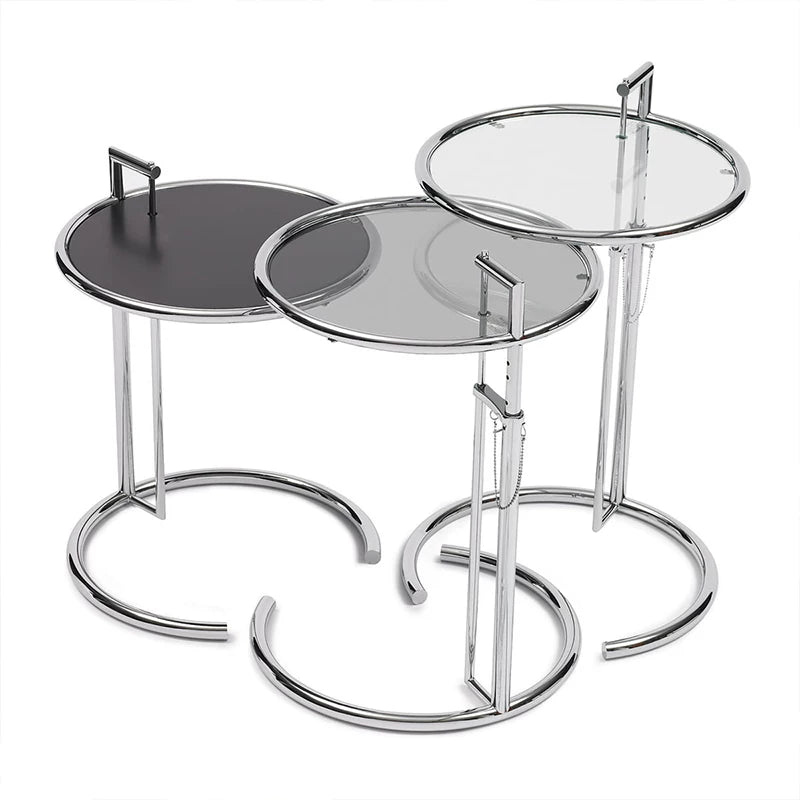 E-1027 Adjustable End Table Replica – Modern Glass & Stainless Steel Design