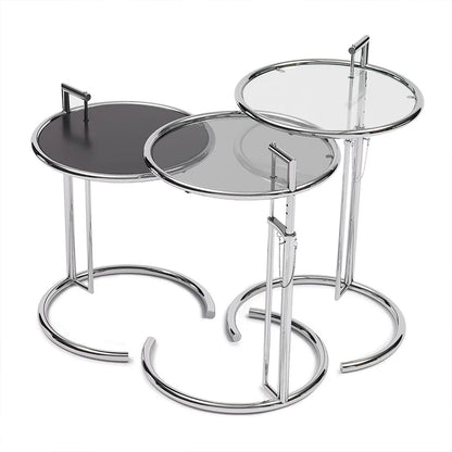 E-1027 Adjustable End Table Replica – Modern Glass & Stainless Steel Design