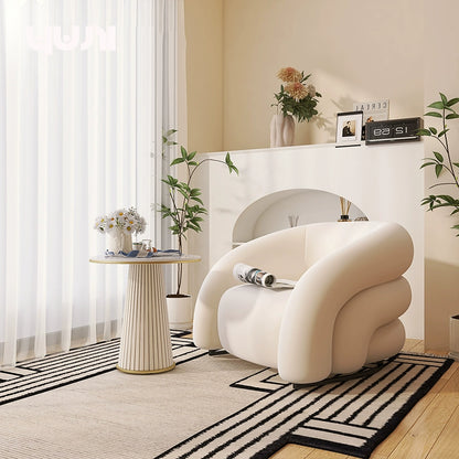 Designer Single Fabric Curved Armchair Lazy Lounge Chair Luxury Premium Compact