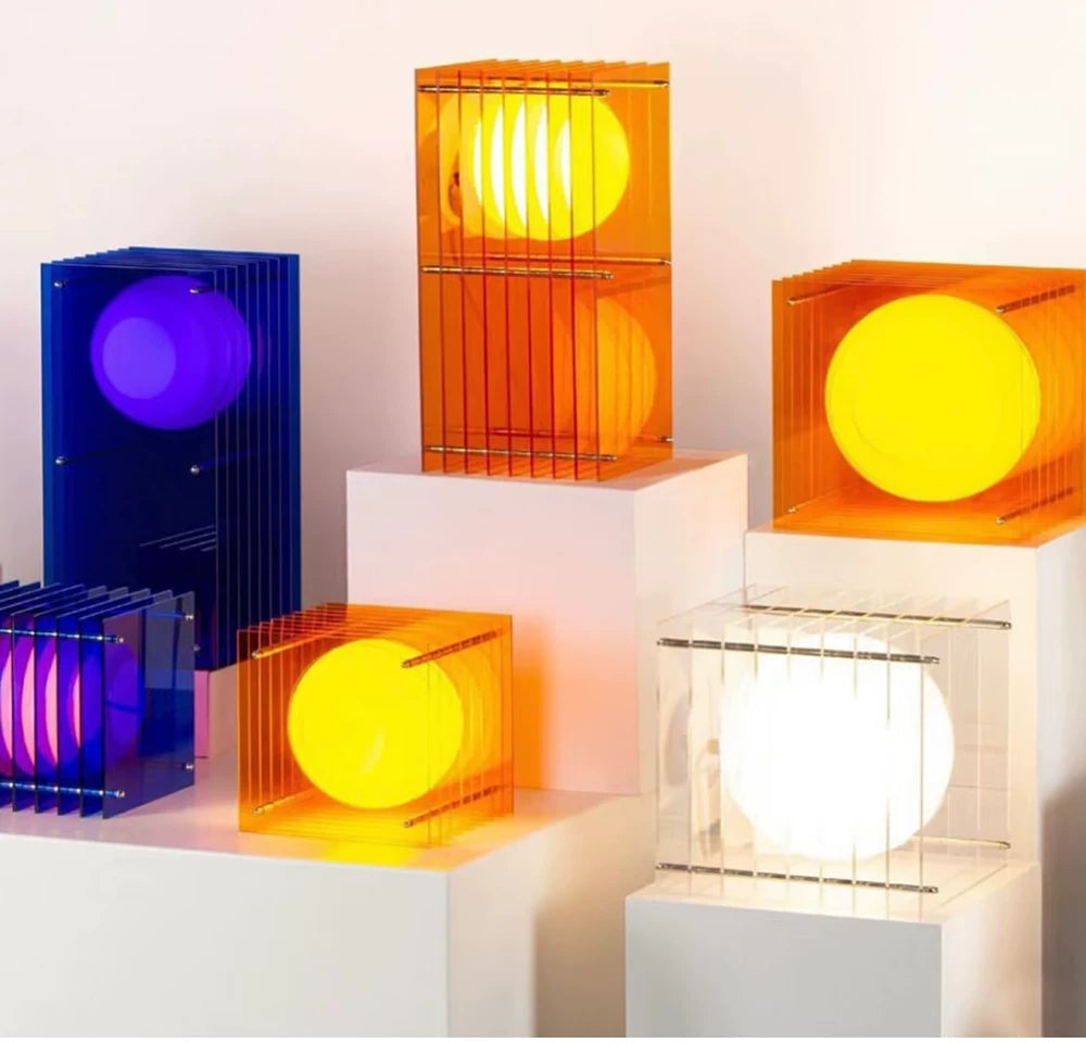 Mid-Century Layered Acrylic Table Lamp – Premium Floating Sunset Ambient Decor