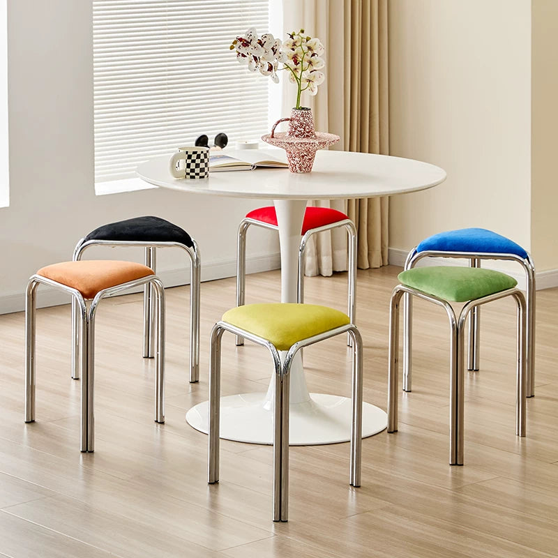 Bauhaus Stainless Steel Triangle Stool — Stackable Mid-Century Modern Design for Dining & Vanity