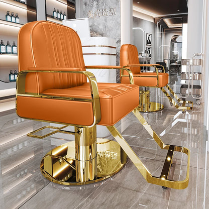 Silla de salón reclinable, taburete de peluquería ajustable, silla de barbero giratoria, asiento de acero inoxidable para corte de pelo, tinte y permanente. 