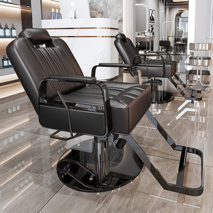 Silla de salón reclinable, taburete de peluquería ajustable, silla de barbero giratoria, asiento de acero inoxidable para corte de pelo, tinte y permanente. 