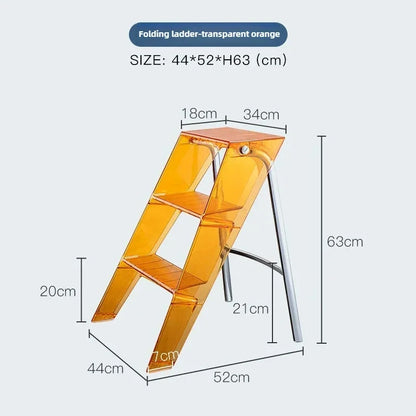 Transparent Foldable Step Ladder - Practical Choice for the Family