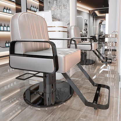 Silla de salón reclinable, taburete de peluquería ajustable, silla de barbero giratoria, asiento de acero inoxidable para corte de pelo, tinte y permanente. 