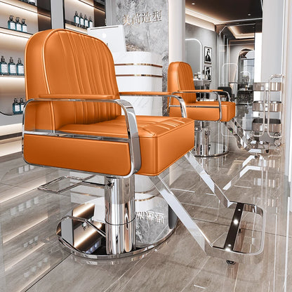 Silla de salón reclinable, taburete de peluquería ajustable, silla de barbero giratoria, asiento de acero inoxidable para corte de pelo, tinte y permanente. 