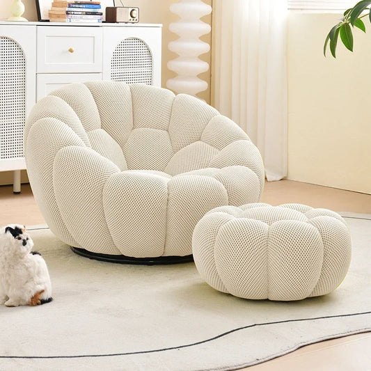 Bloom in Comfort – Pumpkin Puff Swivel Lounge Chair