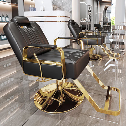 Silla de salón reclinable, taburete de peluquería ajustable, silla de barbero giratoria, asiento de acero inoxidable para corte de pelo, tinte y permanente. 