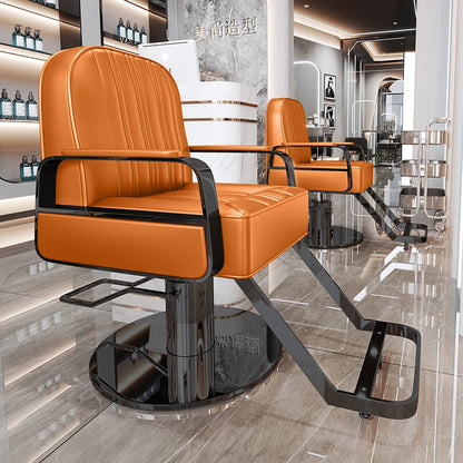 Silla de salón reclinable, taburete de peluquería ajustable, silla de barbero giratoria, asiento de acero inoxidable para corte de pelo, tinte y permanente. 