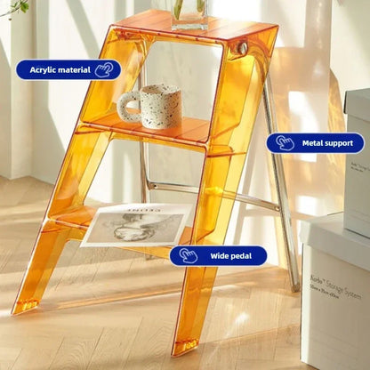 Transparent Foldable Step Ladder - Practical Choice for the Family