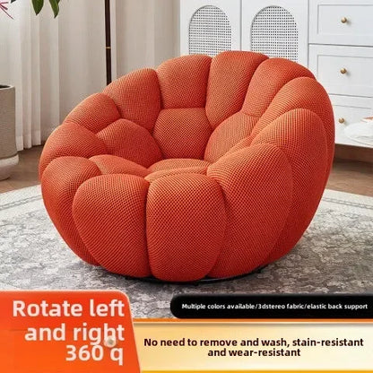 Bloom in Comfort – Pumpkin Puff Swivel Lounge Chair