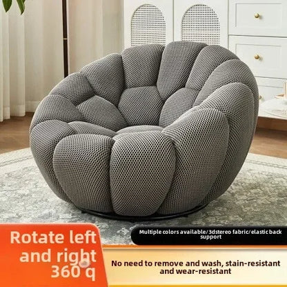 Bloom in Comfort – Pumpkin Puff Swivel Lounge Chair