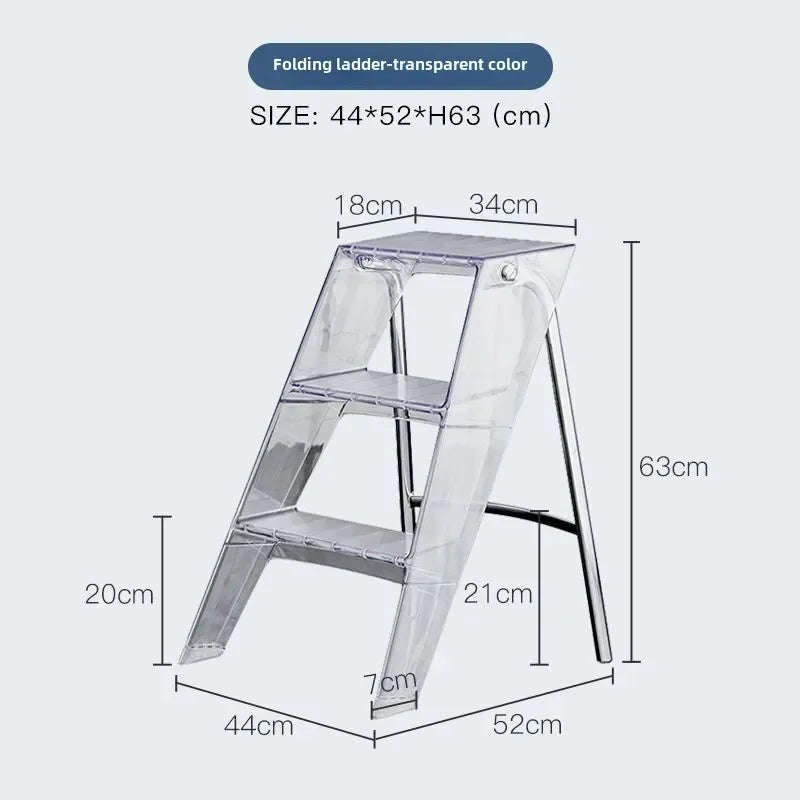 Transparent Foldable Step Ladder - Practical Choice for the Family